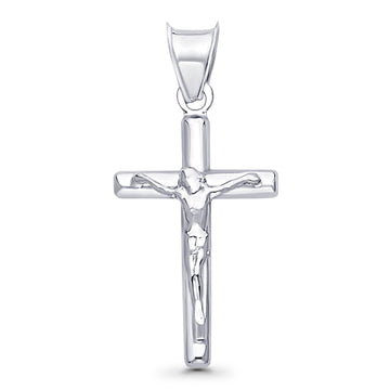 Religious Jesus Crucifix Pendant Charm 14K White Gold 20mmx12mm